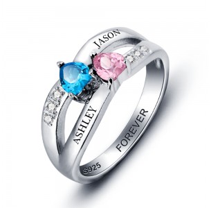 Birthstone Ring, Sterling Silver Personalized Engravable Ring JEWJORI102000